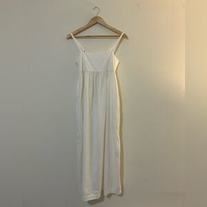 Uniqlo Linen Blend White Midi Dress – Minimalist Summer Style, Size XS